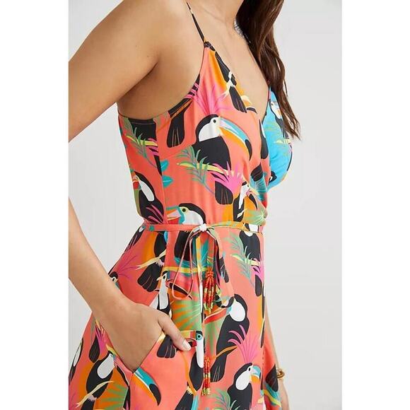 160 Anthropologie x Farm Rio Toucan Wrap Maxi Dress (XL, EUC) $228 Retail - Picture 7 of 9